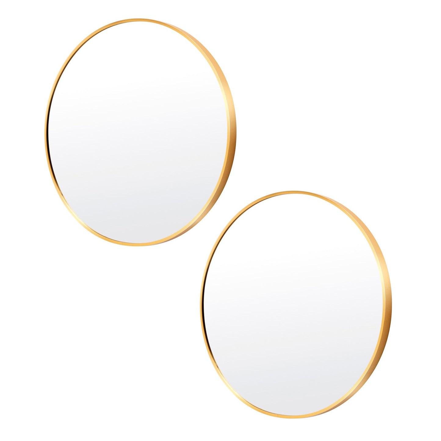 2 Set La Bella Gold Wall Mirror Round Aluminum Frame Makeup Decor Bathroom Vanity 60cm