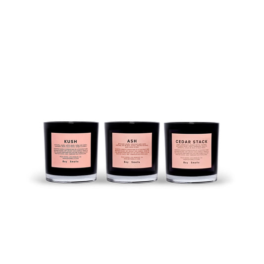 Boy Smells Kush, Ash, Cedar Stack Core Trio Set 3 Oz Candles