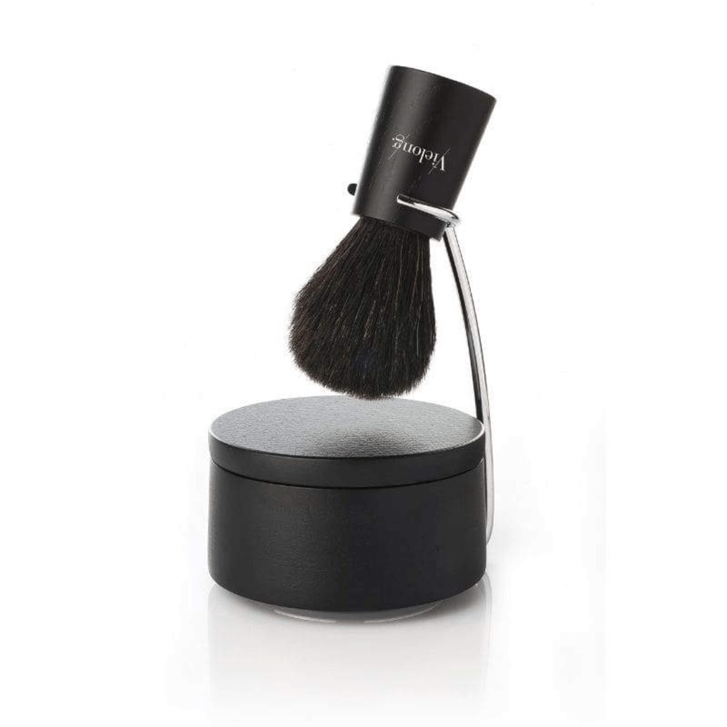 Vie-Long Nordik Set Black Horse Hair Shaving Brush with Stand & Bowl
