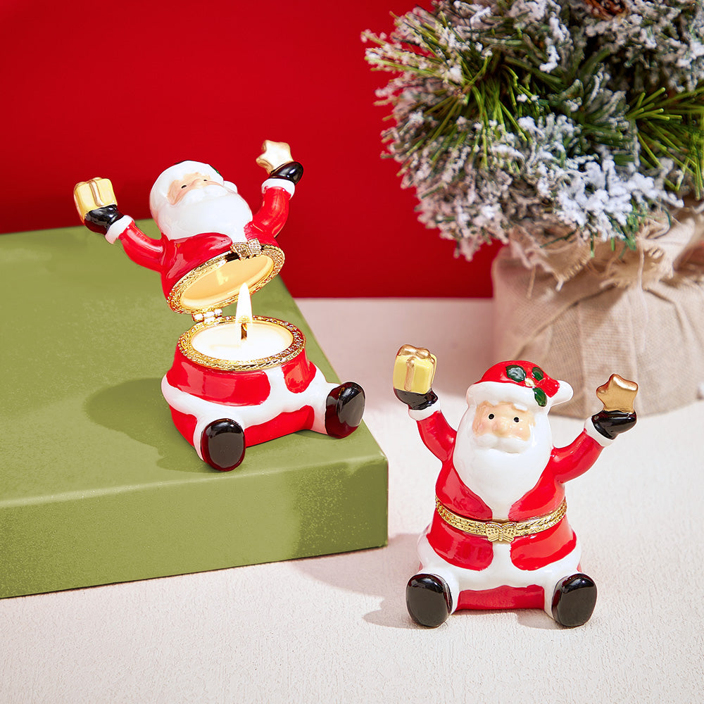 Ceramic Handmade Scented Candle Soy Wax Candle Christmas Gift - Santa Claus and Gingerbread Man