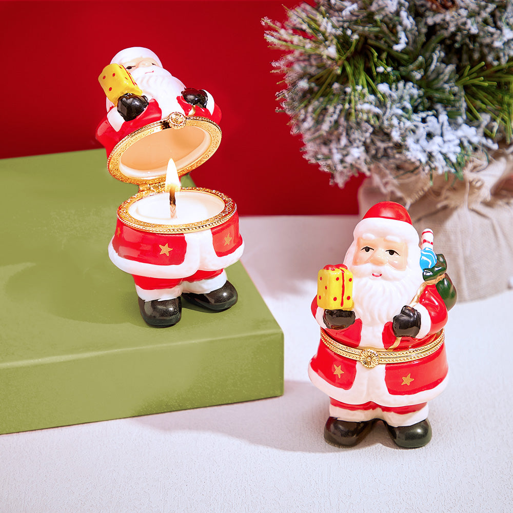 Ceramic Handmade Scented Candle Soy Wax Candle Christmas Gift - Santa Claus with Lantern
