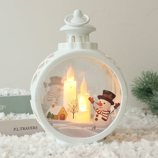 Santa Claus Snowman Round Light Ornaments Christmas Night Light Decoration