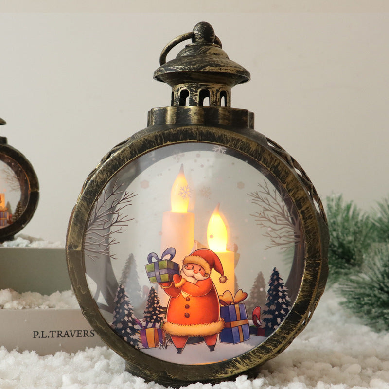 Santa Claus Snowman Round Light Ornaments Christmas Night Light Decoration