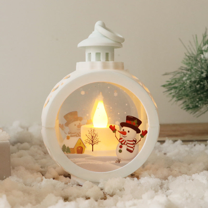 Santa Claus Snowman Round Light Ornaments Christmas Night Light Decoration