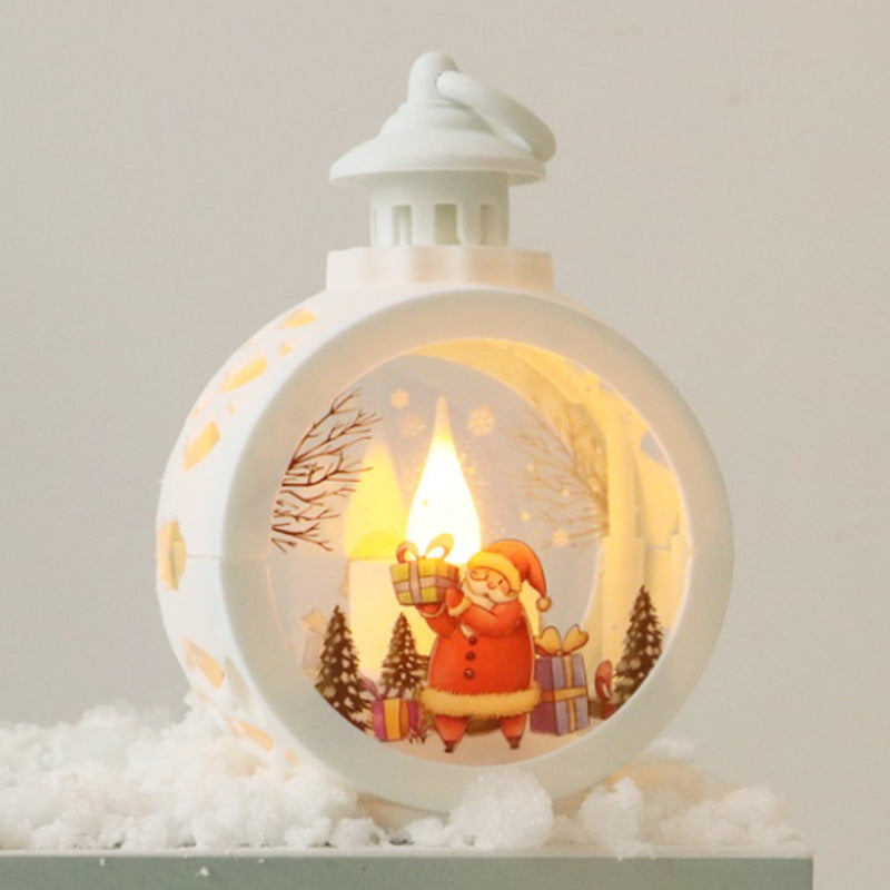 Santa Claus Snowman Round Light Ornaments Christmas Night Light Decoration