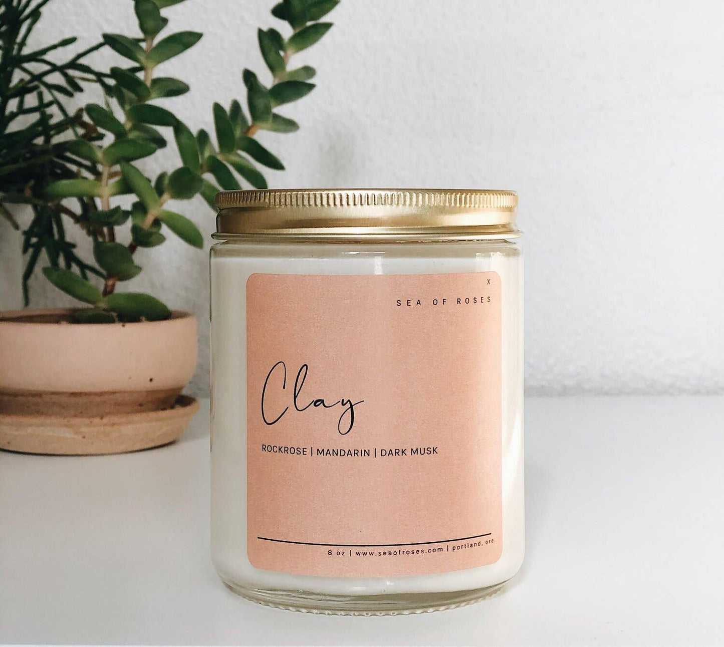 {Sea of Roses} Coconut + Soy Wax Candle :: Clay