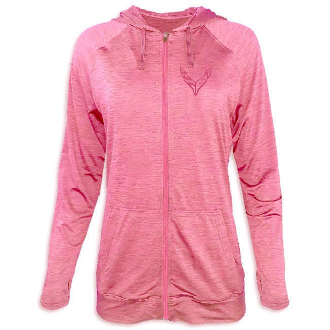 C8 Corvette Ladies Fleece Hoodie : Pink