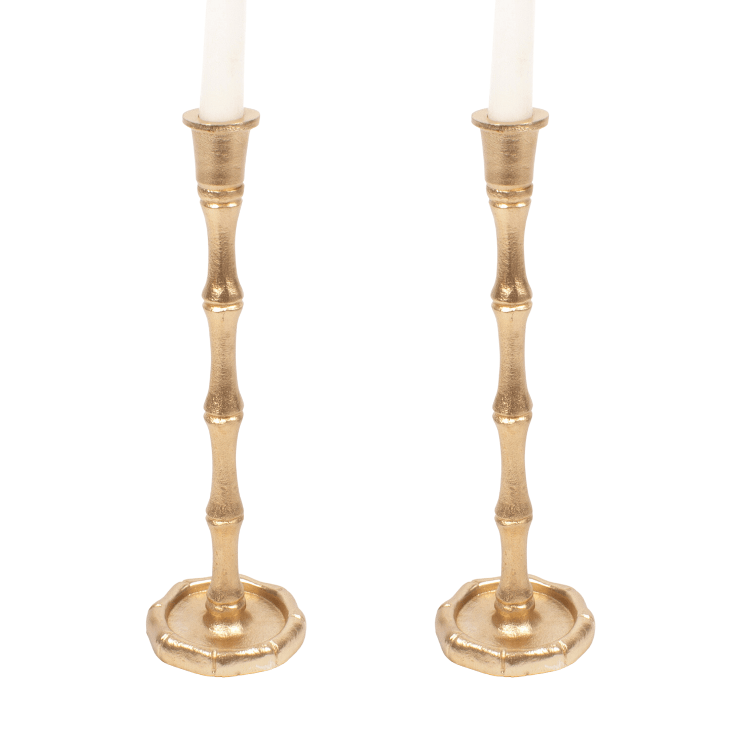 Gold Bamboo Candlestick Set - Available in Two Sizes - Candlesticks & Candles - The Well Appointed House