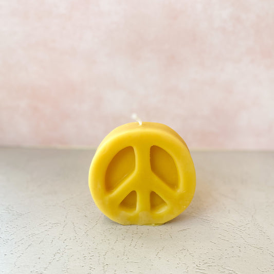 Peace Sign Beeswax Candle