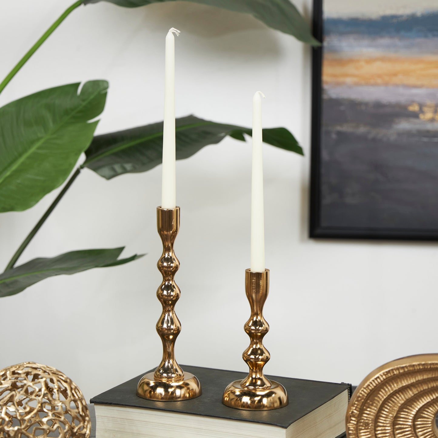 Beaded Metal Candle Holder - Set of 2