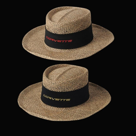 Corvette Straw Hat with Script Emblem: 2005-2013 C6