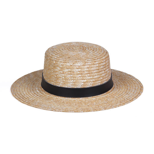 Spencer Leather Banded Straw Boater Hat