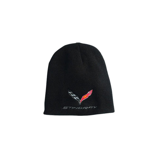 C7 Corvette Stingray Knit Pullover Beanie : Black