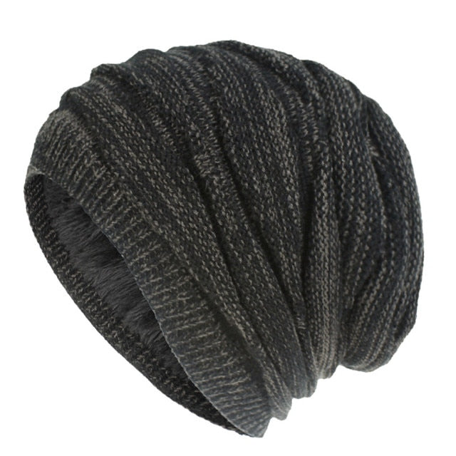 Skiing Plush Knitted Solid Color Bonnet Hat