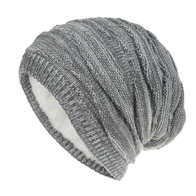 Skiing Plush Knitted Solid Color Bonnet Hat