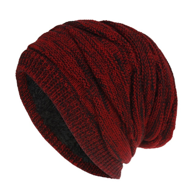 Skiing Plush Knitted Solid Color Bonnet Hat