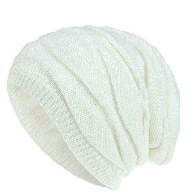 Skiing Plush Knitted Solid Color Bonnet Hat