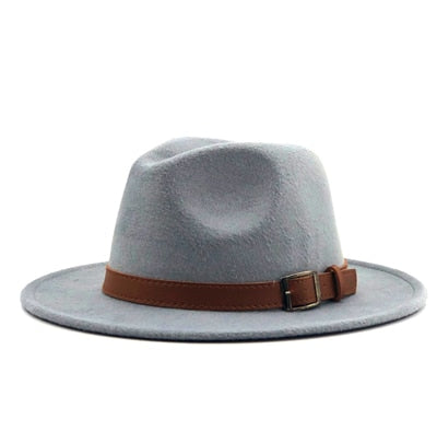 Wool Fedora Hawkins Felt Cap Wide Brim Hat
