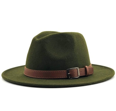 Wool Fedora Hawkins Felt Cap Wide Brim Hat