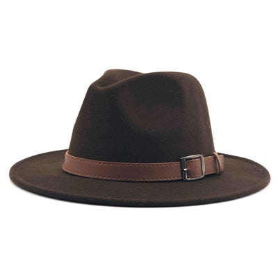 Wool Fedora Hawkins Felt Cap Wide Brim Hat