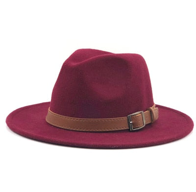 Wool Fedora Hawkins Felt Cap Wide Brim Hat
