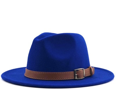 Wool Fedora Hawkins Felt Cap Wide Brim Hat