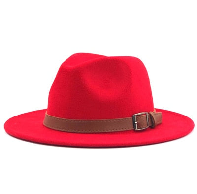 Wool Fedora Hawkins Felt Cap Wide Brim Hat