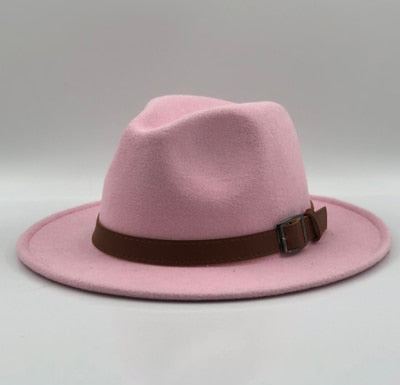 Wool Fedora Hawkins Felt Cap Wide Brim Hat
