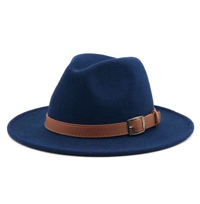 Wool Fedora Hawkins Felt Cap Wide Brim Hat