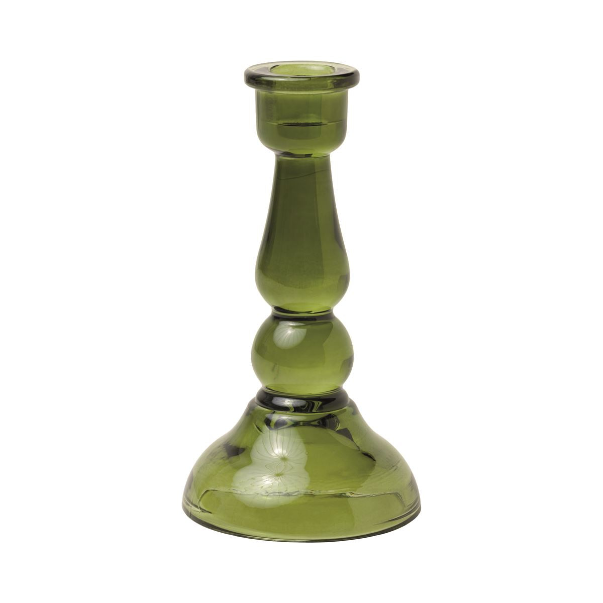 {Paddywax} Tall Glass Taper Candle Holder :: Dark Green