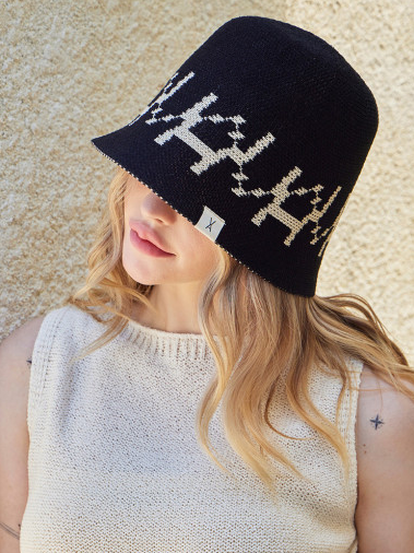 VARZAR Bucket Hat VA Digital Logo Jacquard Summer Bucket Hat Black
